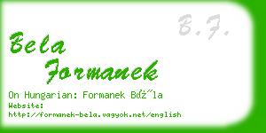 bela formanek business card